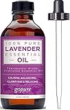 goPURE Lavender Essential Oil - 4 Oz - Lavender Oil for DIY Skin Care & Aromatherapy - 100% Natural & Pure Essential Oils - Therapeutic Grade - No Synthetics, or Additives - Glass Dropper Included