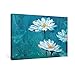 SUMGAR Canvas Wall Art Bedroom Blue Pictures White Flower Paintings Floral Daisy Artwork Prints,24x16 inch