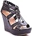 Lindy-1 Faux Leather Gladiator Strappy Dress Platform High Wedge Sandals