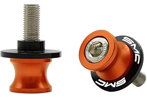 LQMY 2pcs 10mm M10 X1.5 Motorcycle Swing arm Sliders Spools CNC Swing Arm Stand Screw for Duke 690 SMC R 690 Enduro SMC 790 2009-2016 2019-2024 (Orange)