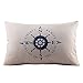 Create For-Life Cotton Linen Decorative Pillowcase Throw Pillow Cushion Cover Sea Compass Rectangle 12