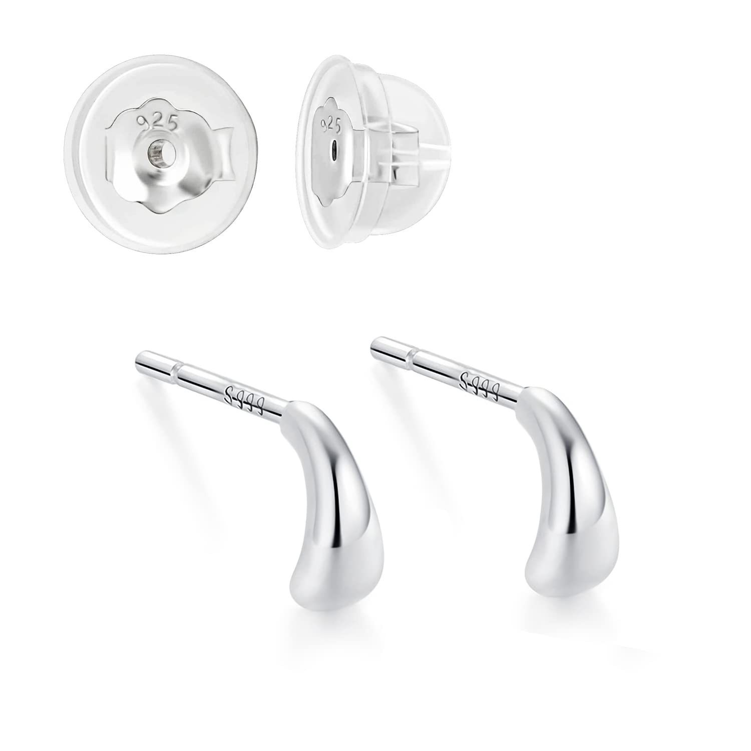 6.2MM Water Drop Hypoallergenic Sterling Silver Earrings For Girls Sensitive Jewelry Studs Earrings