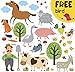 Farm Animal Barnyard Wall Decals for Kids - Farming Baby Room Children Stickers for Toddlers Bedroom - Animal Wall Decor Nursery Art [>40 Art playroom clings] + Free Bird Gift!