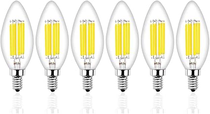 Amazon Led電球 シャンデリア電球 E12口金 6w 60w形相当 調光対応 電球色2700k 全方向タイプ 蝋燭水雷型 C35 クリア電球タイプ アンティーク電球 6個入り Amanda Led電球