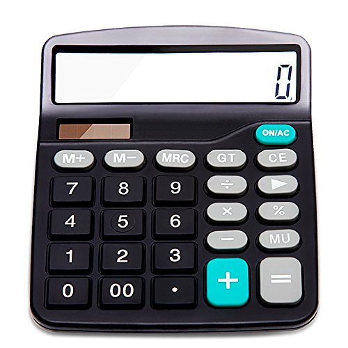 Everplus-Calculator-Electronic-Desktop-with-12-Digit-Large-Solar-Battery-Lcd-Display-Office-Black