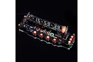 TPHRAVAL Nixie Tube Clock IV18 Fluorescent Tube Clock, Cyberpunk Desktop Decoration, Support time/Date/Temperature Display, 12/24 Hours Switch, Multiple Light Modes, Celsius/Fahrenheit Switching