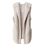 HOSOME Women Faux Fur Zip Coat Vest Winter Warm