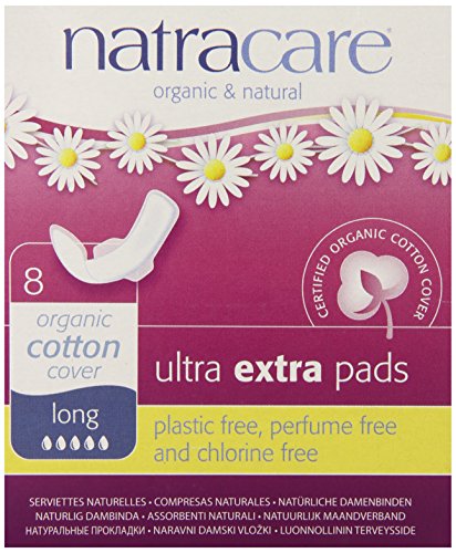 Natracare Ultra Extra Pads with Wings, Long, 8 Count