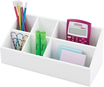 mDesign - Portalápices organizador de escritorio con 11 compartimentos