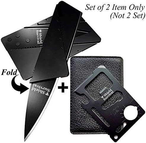 Gifts for Men Gadgets (Set of 2) Credit Card Size Tool and Knife (Black Sets of 2)