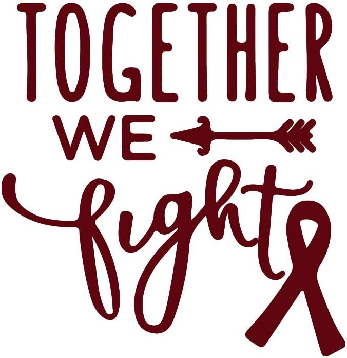 USC DECALS Together We Fight Breast Cancer Phrase (Burgundy) (Set of 2) Premium Waterproof Vinyl Decal Stickers for Laptop Phone Accessory Helmet Car Window Bumper Mug Tuber Cup Door Wall Decoration