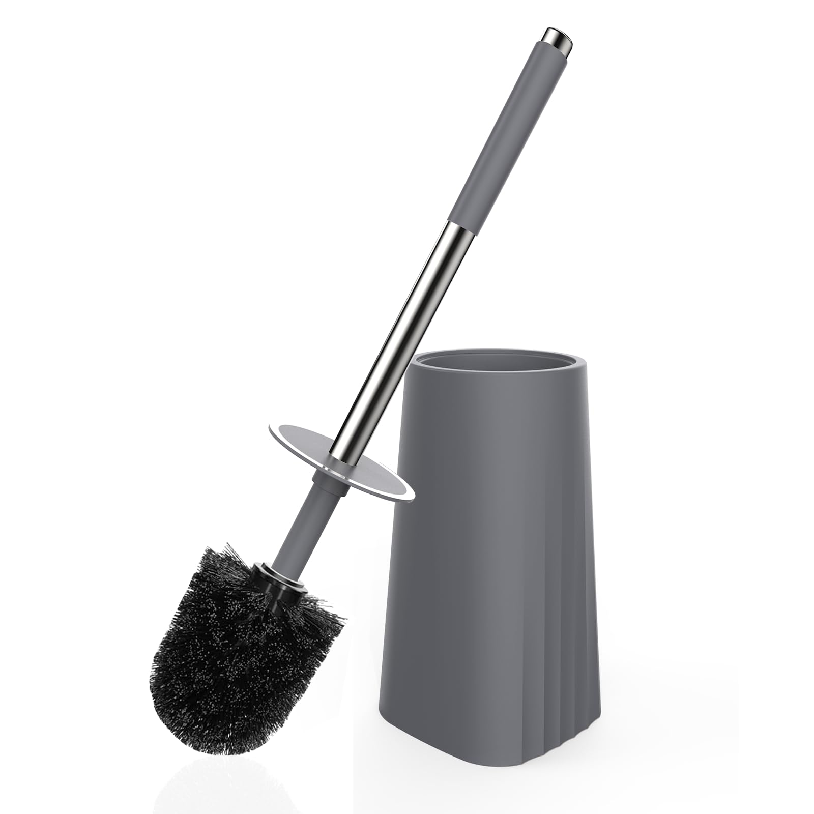 Photo 1 of SetSail Toilet Brush, Compact Size Toilet Bowl Brush and Holder Toilet Brushes for Bathroom with Stainless Steel Handle Toilet Cleaner Brush with Durable Scrubbing Bristles, Grey