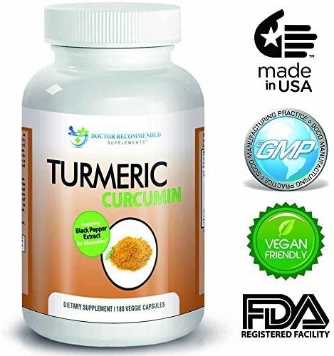 Turmeric Curcumin Capsules - 180 Count - 750mg - 95% Curcuminoids-w/Bioperine (Piperine Black Pepper) - Money Back Guarantee! by Doctor Recommended