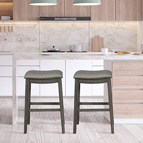 COSTWAY Bar Stools Set of 4, 29Inch Height Backless Counter Stools