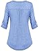 Tunic Tops for Leggings for Women, Jazzco Juniors Henley V Neck Cuffed Sleeve Loose Fitting T Shirt Office Tunic(Blue,XX-Large)
