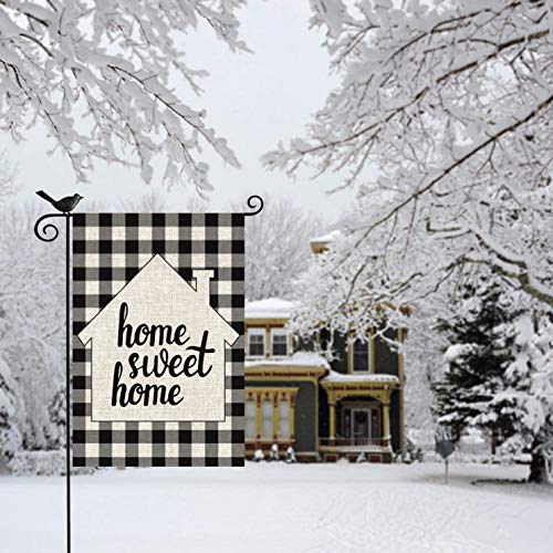 Mogarden Home Sweet Home Garden Flag, Double Sided, 12.5 x 18 Inches, Buffalo Check Plaid Heavy Weatherproof Burlap Yard Flag - Thumbnail 6