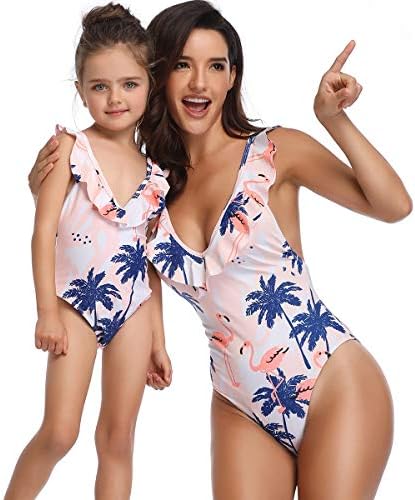 Swimsuits for Girls Women One-Piece Swimwuit Bikini Bathing Suit Mother and Daughter Swimwear Family Matching Beachwear