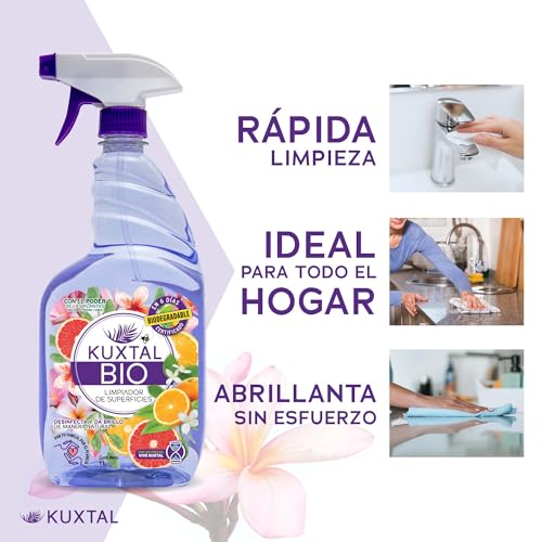 KUXTAL Limpiador para Superficies Multiusos 10 Litros, Fórmula con Ingredientes Naturales, Elimina manchas y polvo, Certificación Biodegradable OECD 301-A, Aroma Cítrico Floral