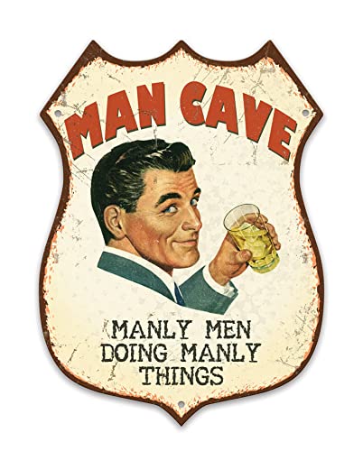 Man Cave - Shield shaped metal plaque