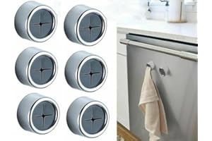 6PCS Push Tea Towel Holder Grip Hook Cloth Kitchen Chrome Push in Clip Self Adhesive Hooks Easy Installation Wall Mount for K