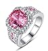 Psiroy Women's 925 Sterling Silver Created Pink Topaz Filled Halo Anniversary Ring Size 7