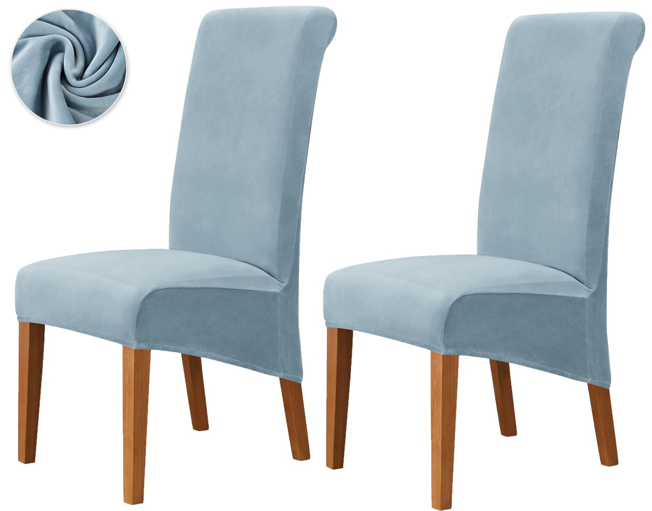 Photo 1 of Deisy Dee Stretch XL/Oversized Extra Large Velvet Dining Room Chair Covers for Kitchen Dining?Removable Washable Chair Protectors Slipcovers (Babyblue, 2)