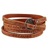 Jenia Letter Engraved Soft Leather Bracelet Cuff Bangle Rope Multilayer Design