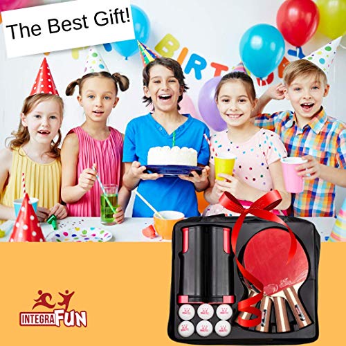 IntegraFun Pro Ping Pong Paddle Set with Ping Pong Net- Bracket Clamps,3-star Ping Pong Balls, Storage Case - Retractable Net and Post Set Adjustable to any Table - Indoor Outdoor Games for Family - Thumbnail 6