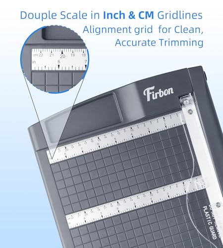 Firbon Guillotina Cortadora de Papel 30 cm, Capacidad de Corte de hasta 12 Hojas A4 80 g/m², con Bloqueo de Seguridad y Regla de Precisión, para Oficina, Escuela, Manualidades y Fotos