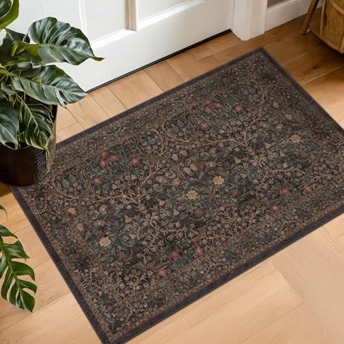 Boho Brown Washable Entryway Rug