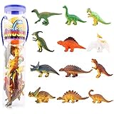 Zooawa 12 Pcs Mini Dinosaur Play Set, Assorted Realistic Small Dinosaur Figure Model Toy for Kids and Toddlers - Colorful