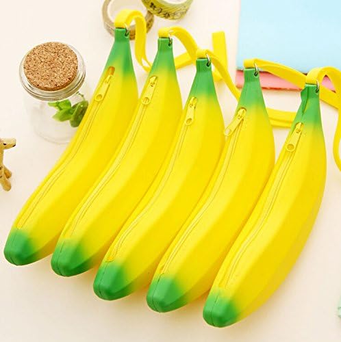 1X Kawaii Cute Silicone Banana Pencil Bag Box Case Holder Storage Stationery School Supplies Student Creative
