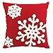 HOSL 4-Pack PSD34 Embroidery Embroidered Merry Christmas Snow Square Decorative Throw Pillow Case Sofa Car Cushion Cover 18x18-inch (Set of 4)