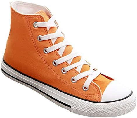 Mewow Daily Womens Teen-girls Cute High-top Lace-up Flat Canvas Shoes Fashion Sneakers (6, orange)