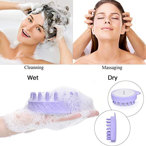 Manual Hair Scalp Massager Shampoo Brush, Foodgrade Silicone Bristles, for Sensitive & Delicate