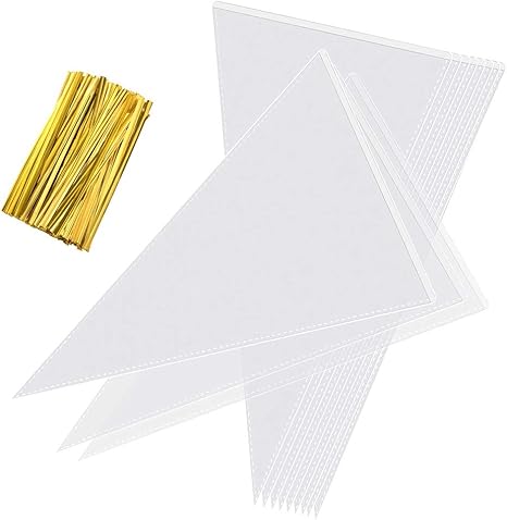 Amazon Radiya 三角形opp袋 透明opp袋 100枚セット ラッピング お菓子 チョコレート クッキー キャンディー アクセサリー 小物 包装袋 小分け プレゼント 包装用品 オンライン通販