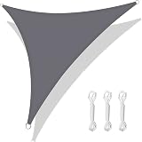 HEYOMART 3x3x3m Triangle Sun Shade Sail UV Protection 98% Waterproof Grey