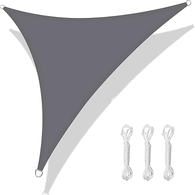 HEYOMART 3x3x3m Triangle Sun Shade Sail UV Protection 98% Waterproof Grey