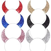 HLHXMWXY Glitter Devil Horn Hairband | Halloween Headband | Ghost Festival Cosplay Prom Party Decoration Supplies - 6 Colors and 6 Packs