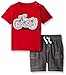 Kids Headquarters Baby Jersey Tee with Applique and Cargo Woven Shorts, Red, 6-9 Months