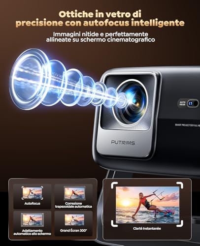 4K Projector, Google TV, 1200 ANSI, 360° Rotation, 30W HiFi】HDR10 Auto Focus and 6D Keystone Projector, WiFi Bluetooth, Portable Voice Control Projector, Ceiling Projector and Home Cinema