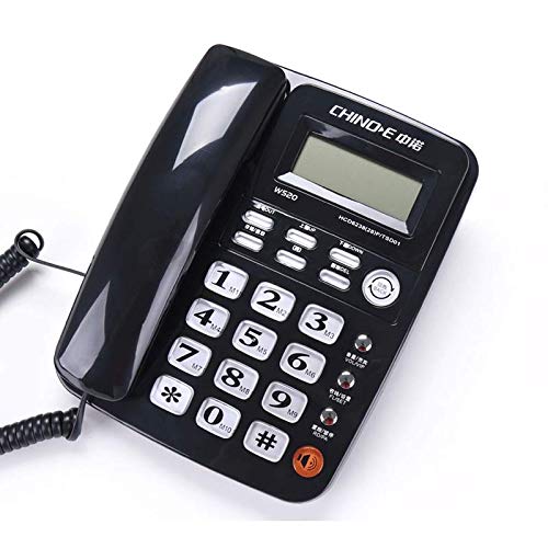 SAN_X Retro Phone Fixed Telephone Family landline Office Hotel Room Recording Audio Wired Telephone Hands-Free Calling Dual Access Port Alarm Clock LCD Screen Caller ID (Color : Black)