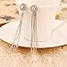 Latigerf Fashion Jewelry Women's Silver tone Long Tassels Screw Back Clip on Earring for Girl Rhinestone