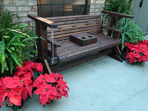 Southern Swings Heavy Duty Cedar Stained Porch,Patio or Lawn Glider Swing