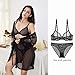 Women See-Through Lace Push Up Transparent Sheer Bras for Women (N279+N082, 36B, Black add Thong)