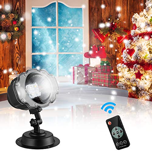 WISREMT Christmas Snowflake Projector Lights, Winter Holiday Landscape Motion Remote Control Projector Lights with 16.4ft Power Cable for Indoor Outdoor Holiday Decoration