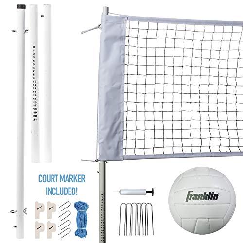 Franklin Sports Volleyball Net Professional Set - Includes Pro Style Volleyball with Pump, Adjustable Net, Stakes, Ropes - Beach or Backyard Volleyball - Easy Setup (Renewed) - Thumbnail 6