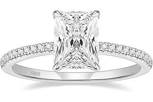 EAMTI 1/2/3/4CT 925 Sterling Silver Engagement Rings Radiant Cut Solitaire Cubic Zirconia CZ Wedding Promise Rings for Her Wedding Bands for Women Size 3-11