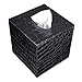 KINGSO Square PU Leather Tissue Box Cover Holder for Home Office Hotel 5.05.05.1 Inch Black