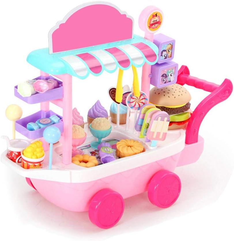 Steadyuf Ice Cream Cart Pretend Toys Pretend Playset with Carrying Case Baby Toys for Over 3 Years Old Girl & Boys Kids Toddlers